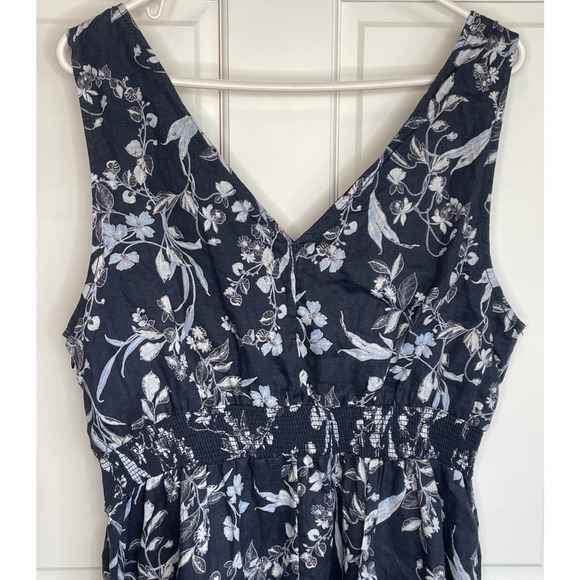 C&C California Linen Midi Sundress Women's Size 14 Floral Preppy Coastal Flowy - Picture 12 of 15